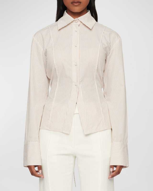Herman Striped Fitted Button-Front Shirt